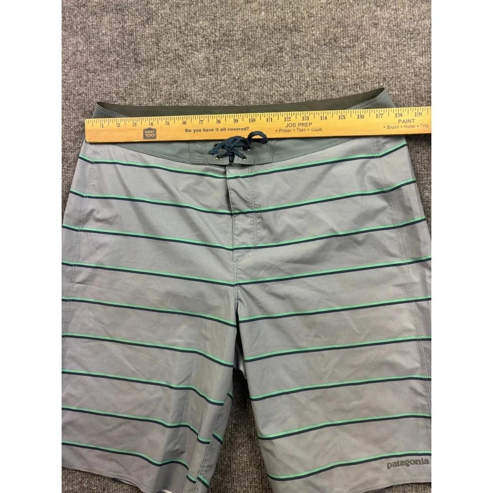 Patagonia Boardshorts Mens‎ 34 Grey Striped Hydro Series Recycled Swim Trunks